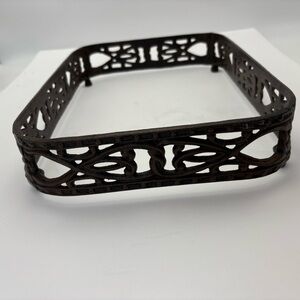 Vintage Ornate Brown Iron Casserole Serving Tray